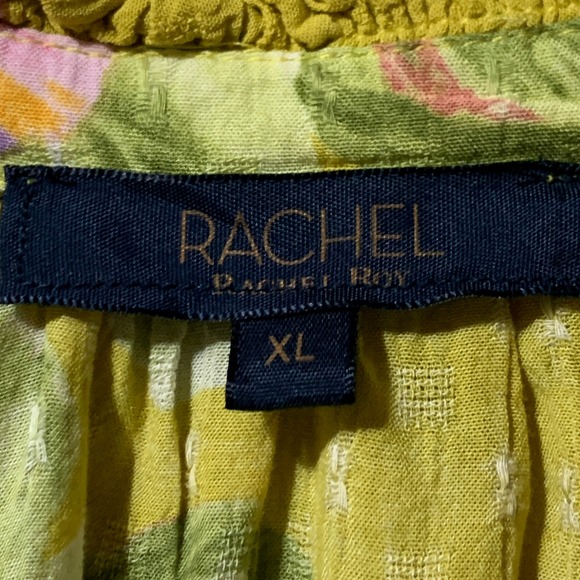 Rachel Roy Yellow Floral Ruffle Sleeve V Neck Top Women's XL Rayon - Picture 10 of 14